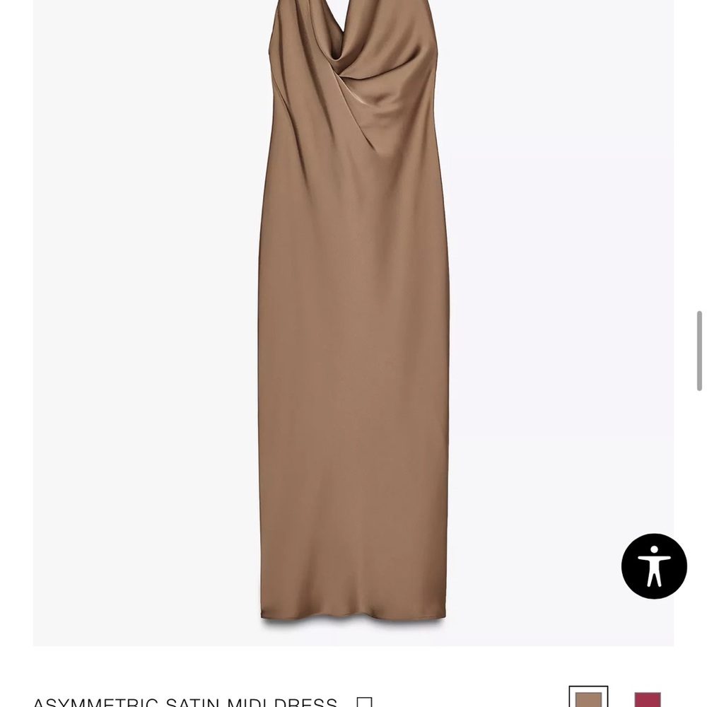 Zara Brown Asymmetrical Sheath Dress with Cowl Neck